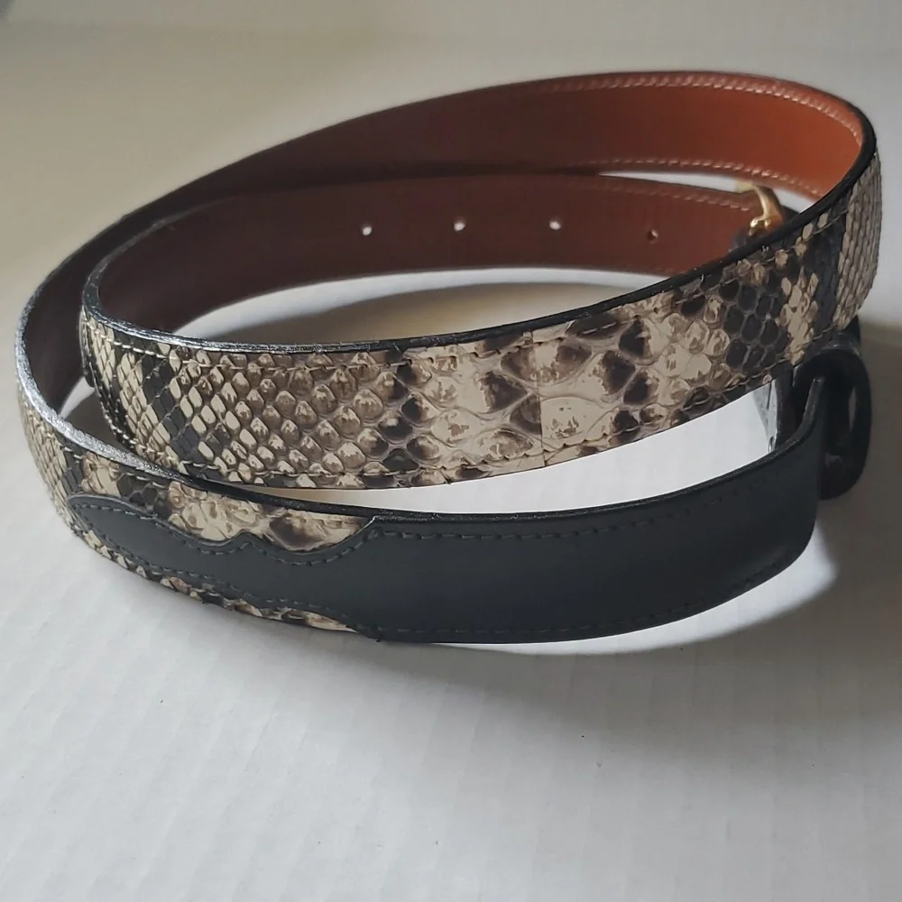 Snakeskin Genuine Leather Belt  sz 38 - Picture 4 of 13